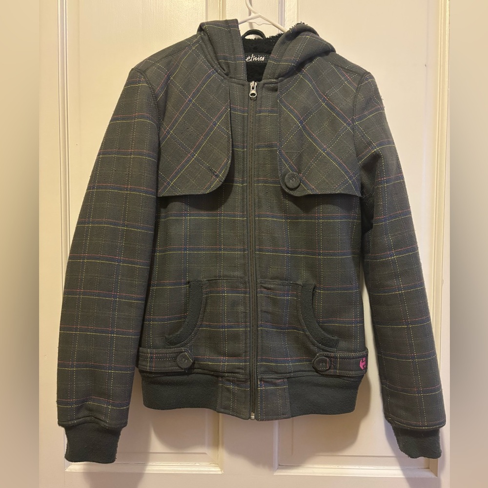Etnies Gray Plaid Hooded Jacket